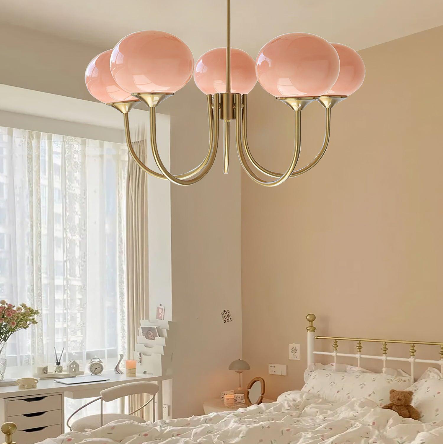 Bubble Pink Glass Marshmallow Chandelier | Ceiling Light | glass/metal | 110V-120V | Modern Ceiling Lighting