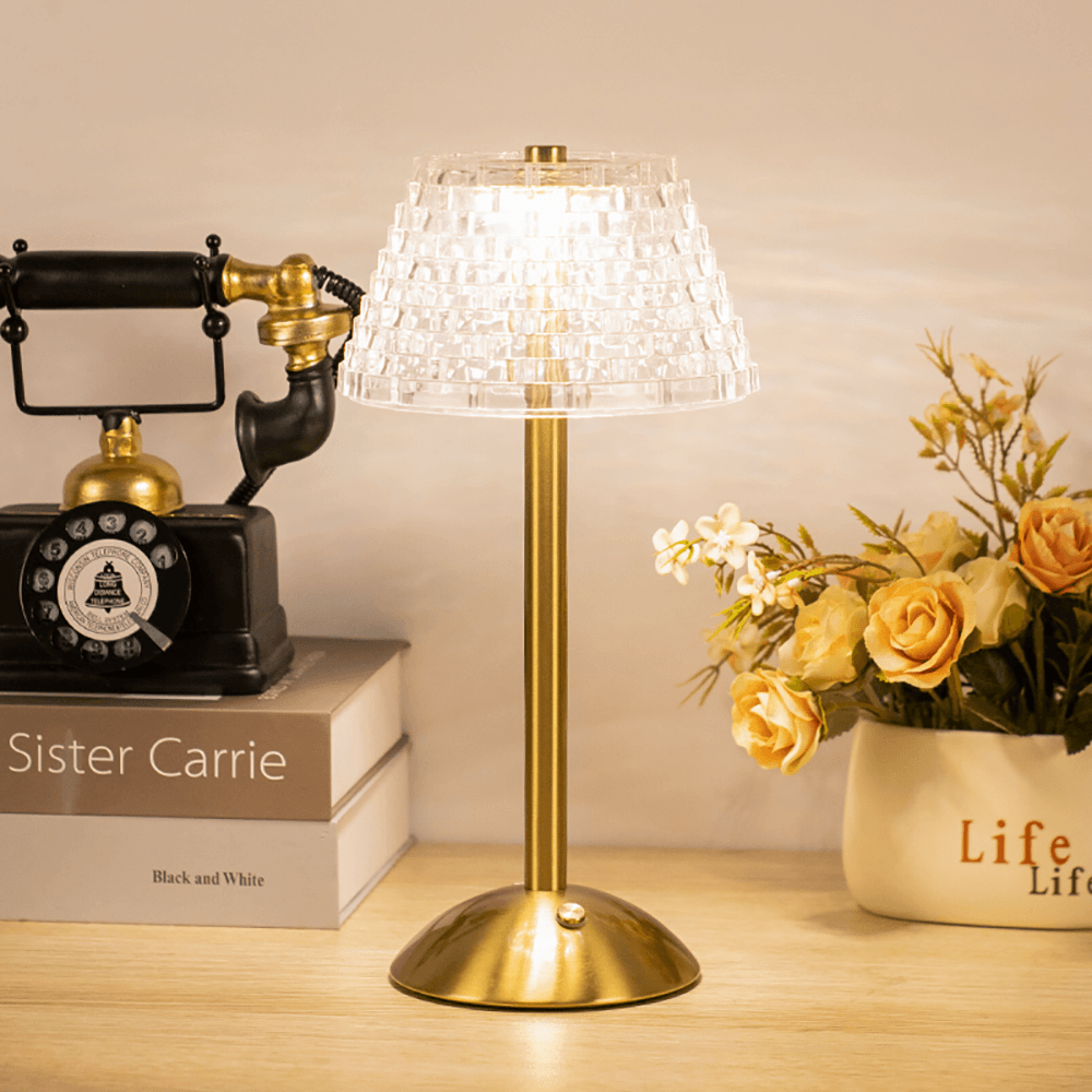 LumiFleur™ Unique Wireless Table Lamp | Table Lamp | LED | Warm White | crystal/Aluminum/acrylic/metal | Sleek Table Accent