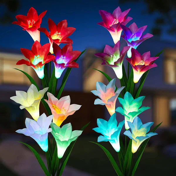 Solar Lily Garden Stick Lights | Lighting | warm white | steel | Premium Lighting Solution
