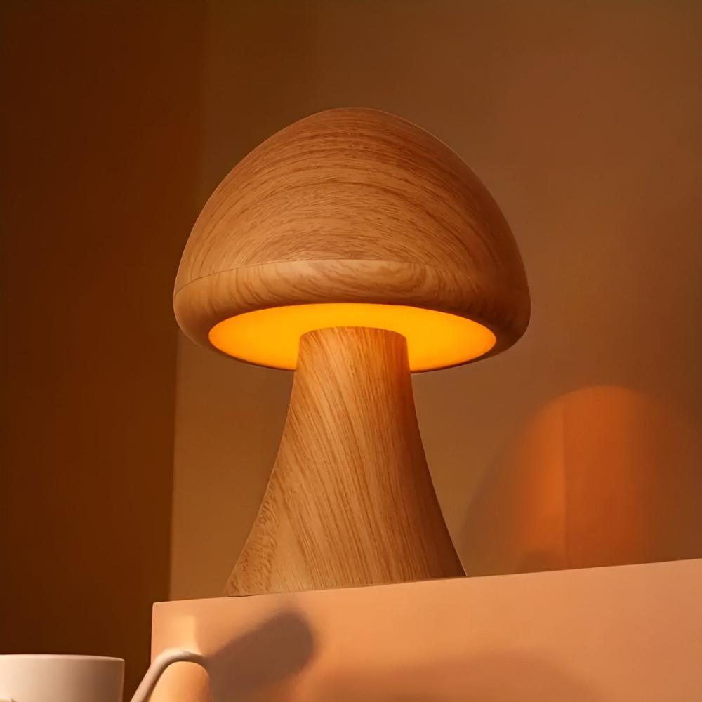 Shadrood Wooden Mushroom Lamp, Minimalist | Lighting | LED | plastic/Wood | 5W | Premium Lighting Solution