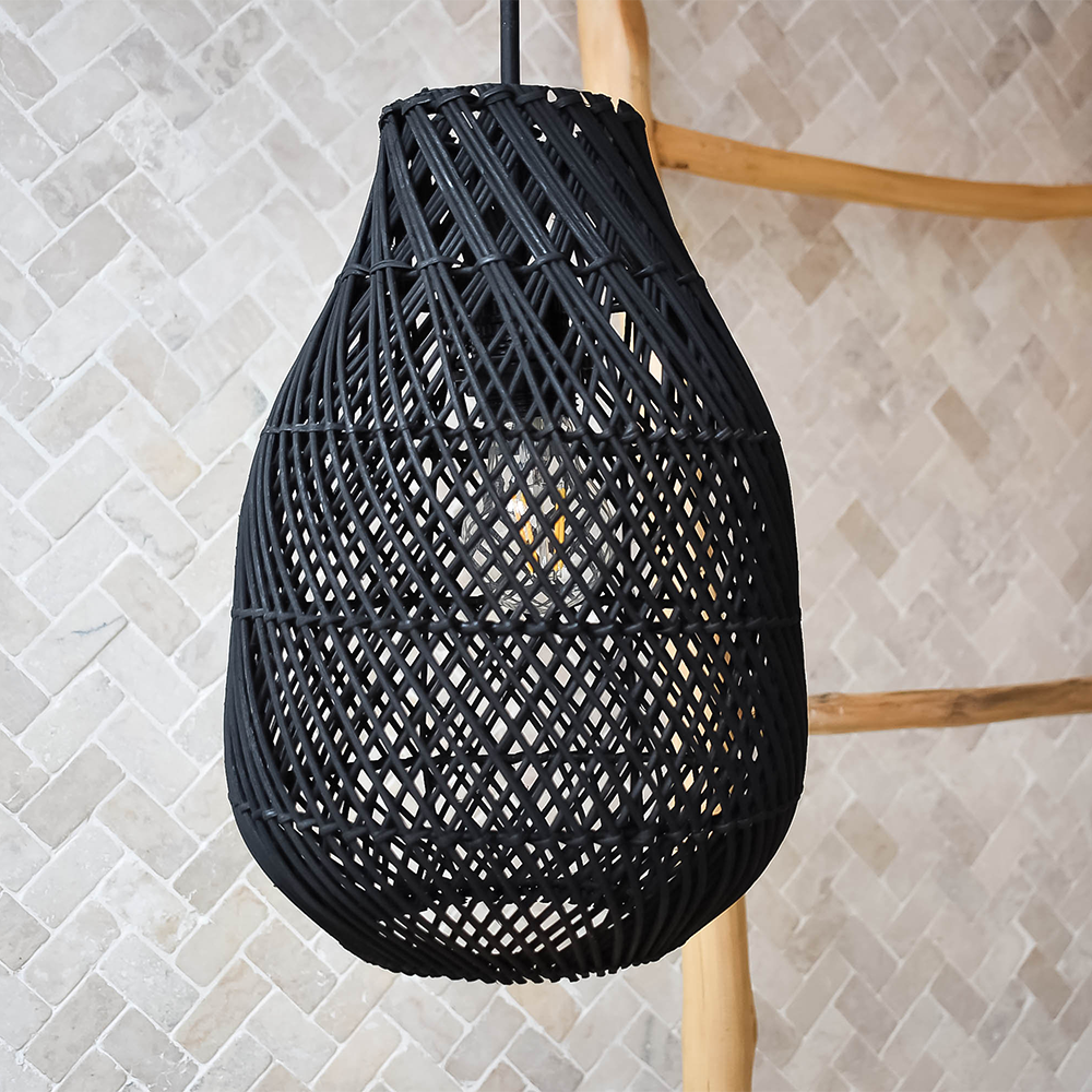 Classic Farmhouse Black Wicker Handwoven | Lighting | 60W | 110V-120V | Premium Lighting Solution