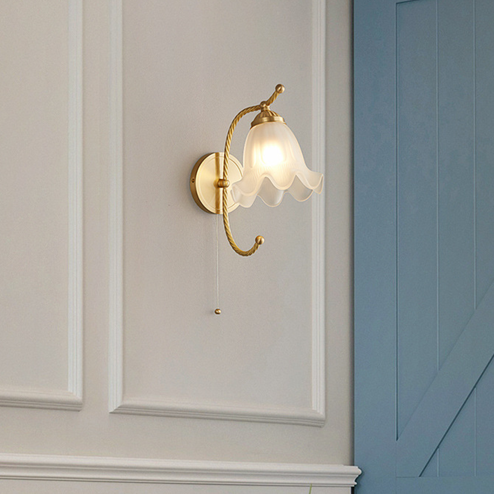 French Living Room Retro Glass | Wall Lamp | glass/iron | 110V - 120V | Elegant Wall Illumination