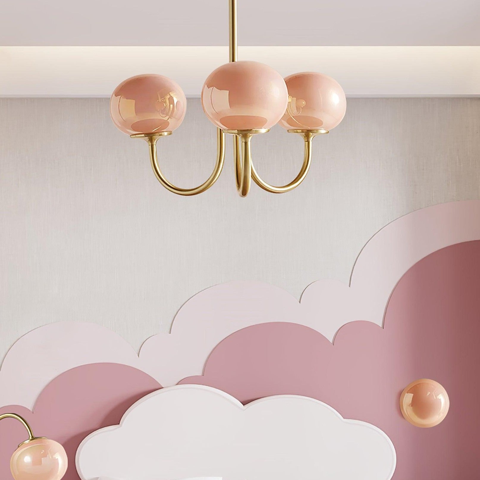 Bubble Pink Glass Marshmallow Chandelier | Ceiling Light | glass/metal | 110V-120V | Modern Ceiling Lighting