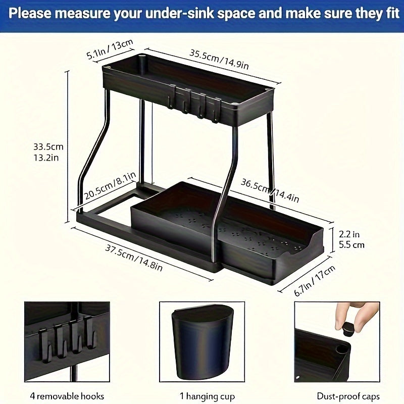 StorEdge | 2-tier Onder Gootsteen Organisator met Schuiflade - Multifunctioneel Opbergrek voor Keuken & Badkamer