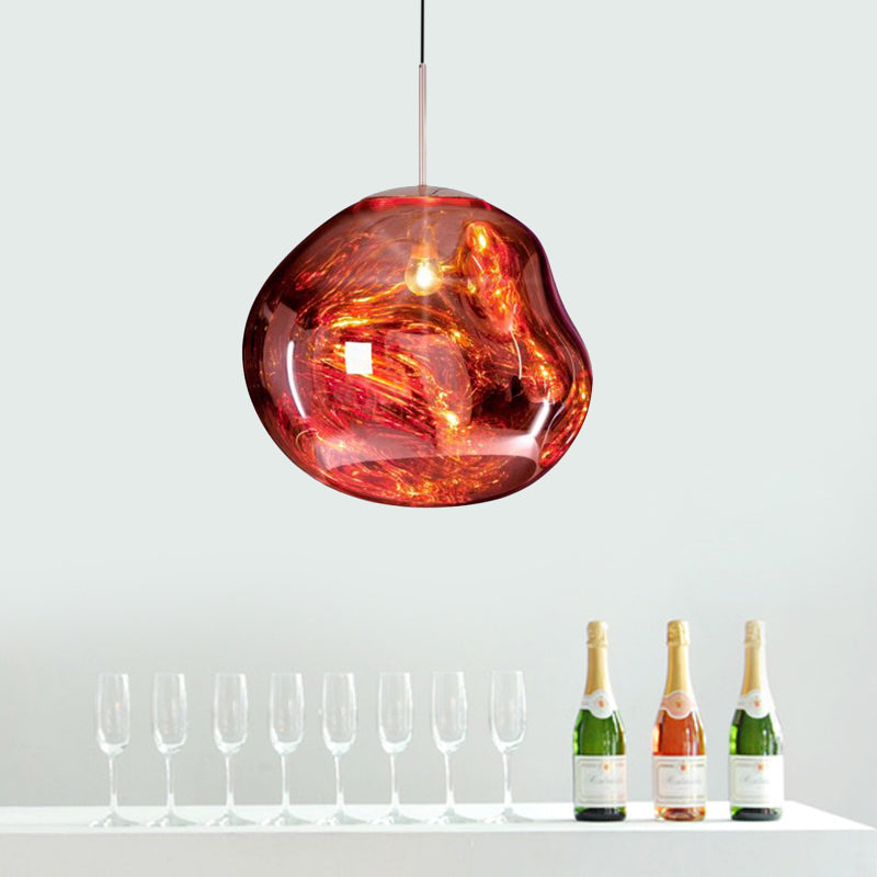 Modern Pendant Lamp Silver/Red Glass | Lighting | LED | glass/metal | Premium Lighting Solution