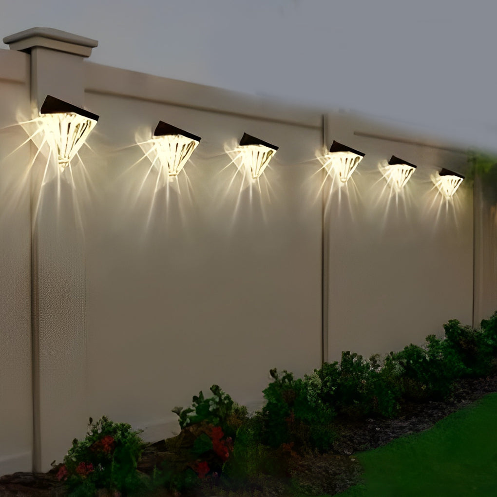 Pieces Geometric Waterproof Black Solar | Wall Lamp | Led | Warm White | Elegant Wall Illumination