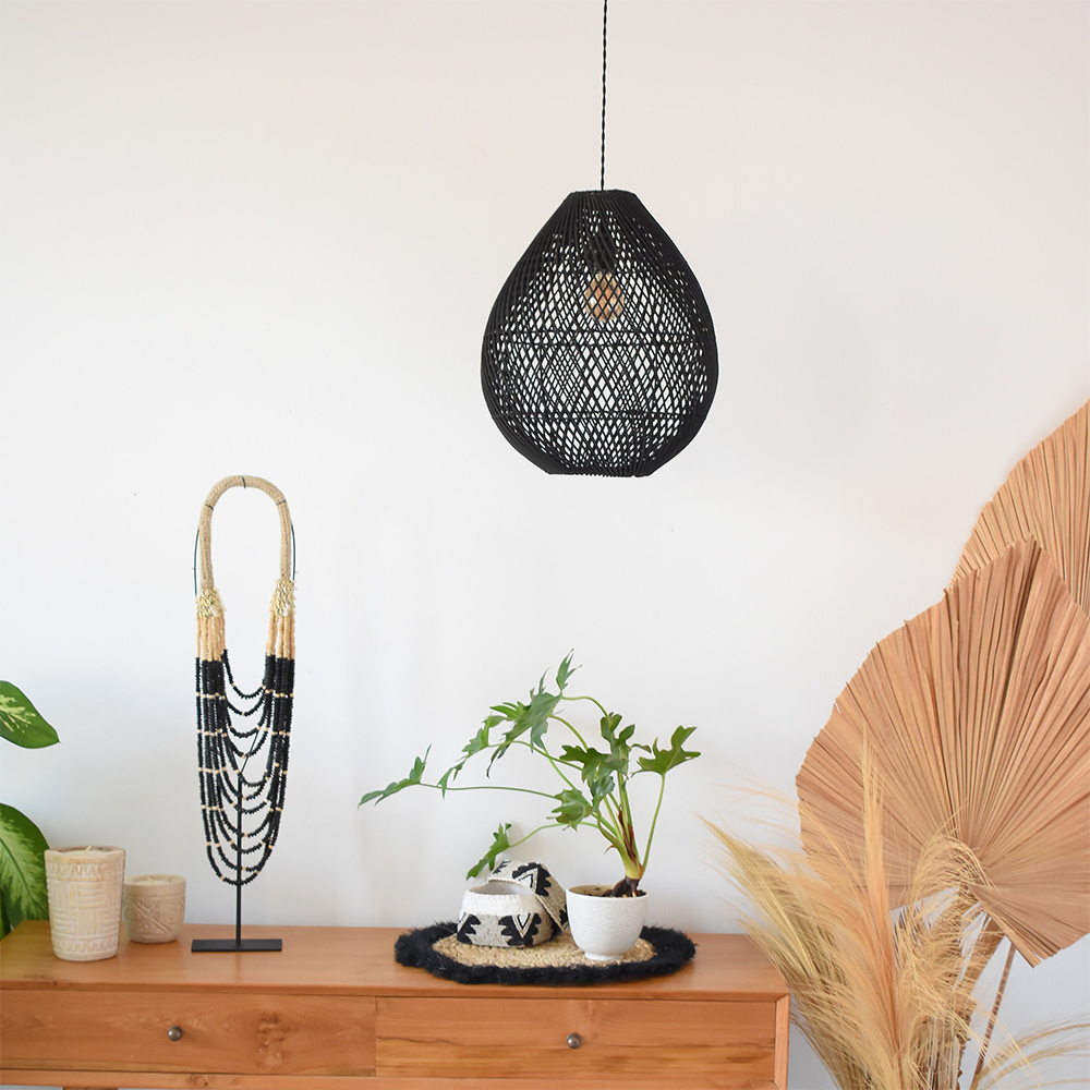 Boho Rattan Handwoven Black Hanging | Lighting | 40W | 110V-120V | Premium Lighting Solution