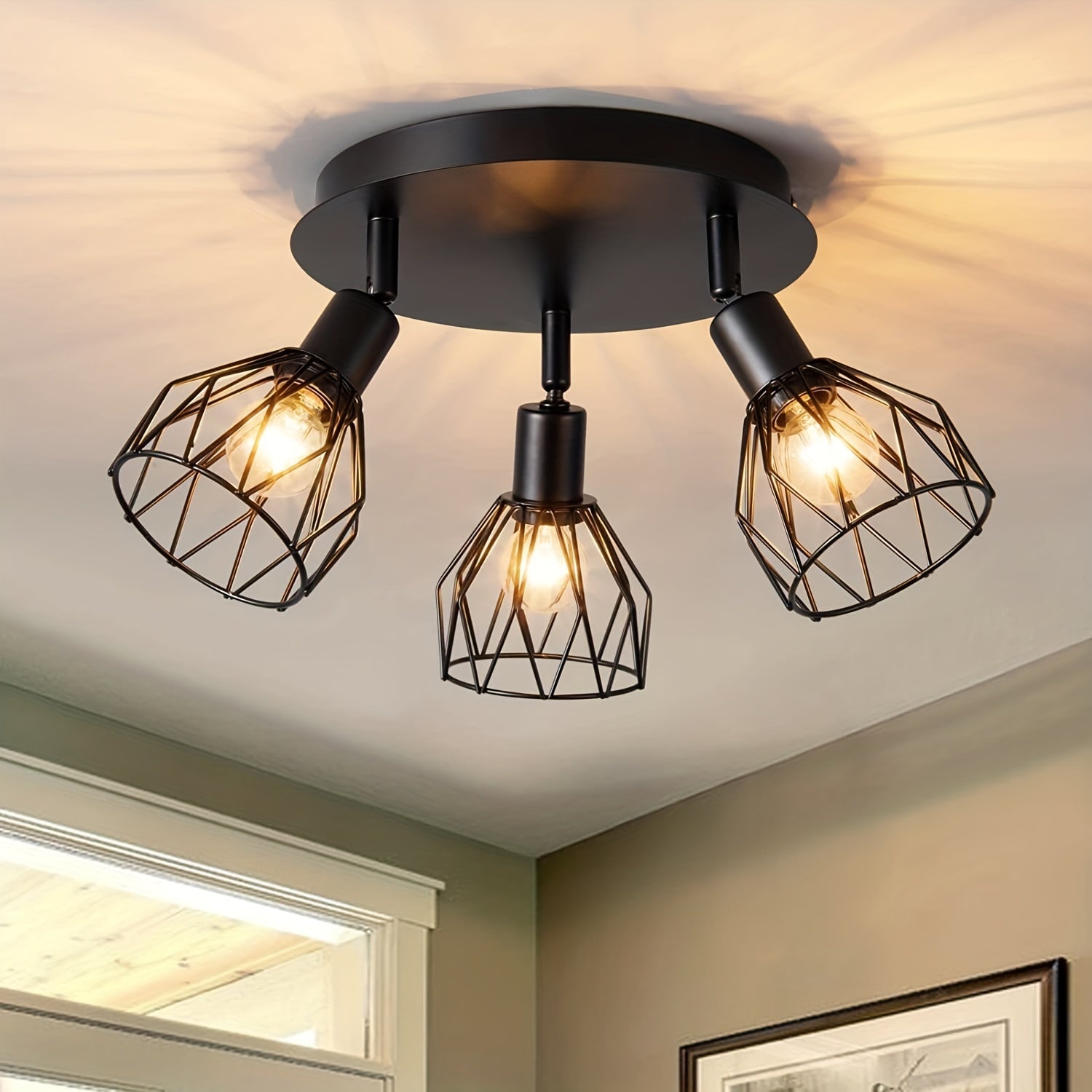 RusticGlow Farmhouse Style Black Ceiling | Lighting | metal | Premium Lighting Solution