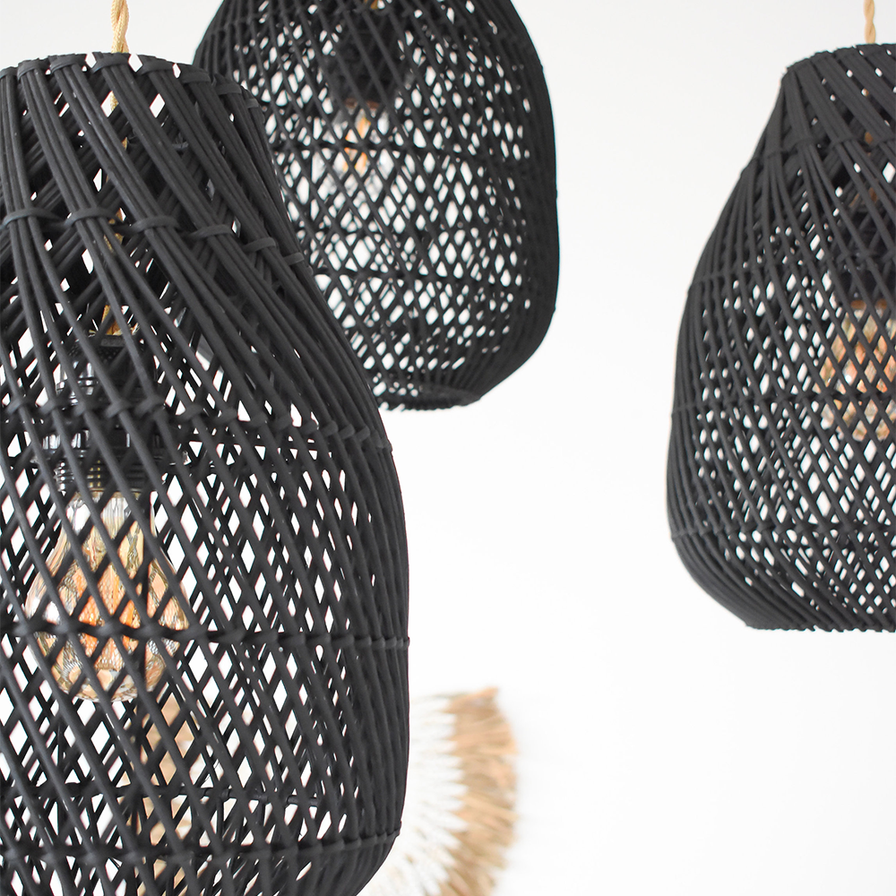 Classic Farmhouse Black Wicker Handwoven | Lighting | 60W | 110V-120V | Premium Lighting Solution