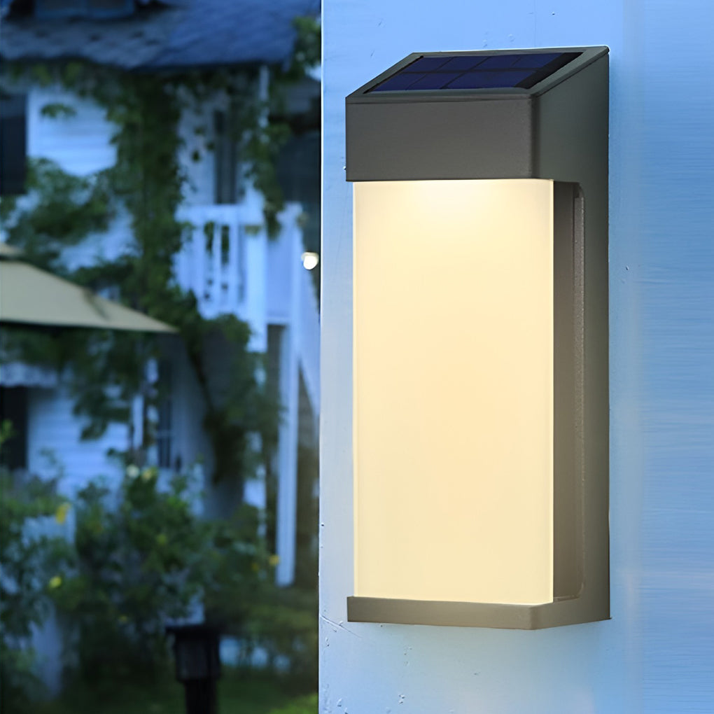 Rectangular Solar Waterproof Wall Lamps | Wall Lamp | Led | Warm White | aluminum/glass/plastic | 2V | Elegant Wall Illumination