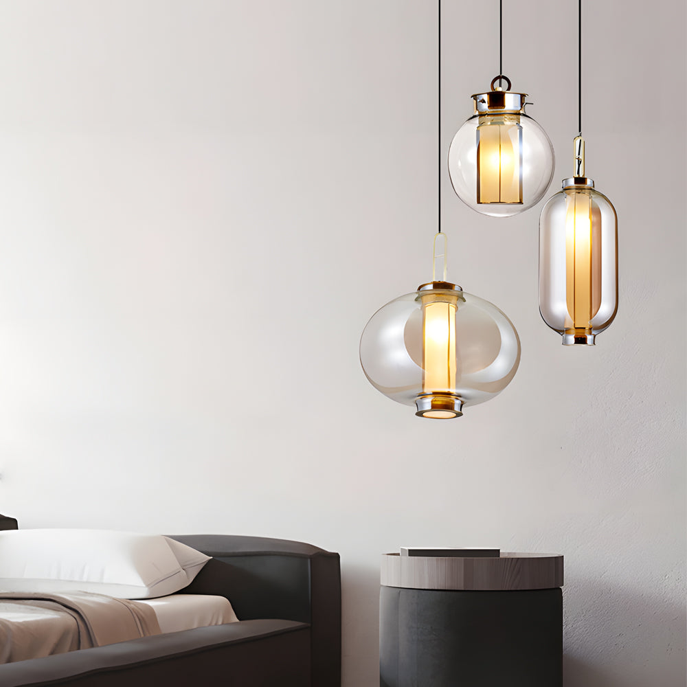 Amber Glass Hanging Lamp | Lighting | Warm White | glass | 110V | Premium Lighting Solution