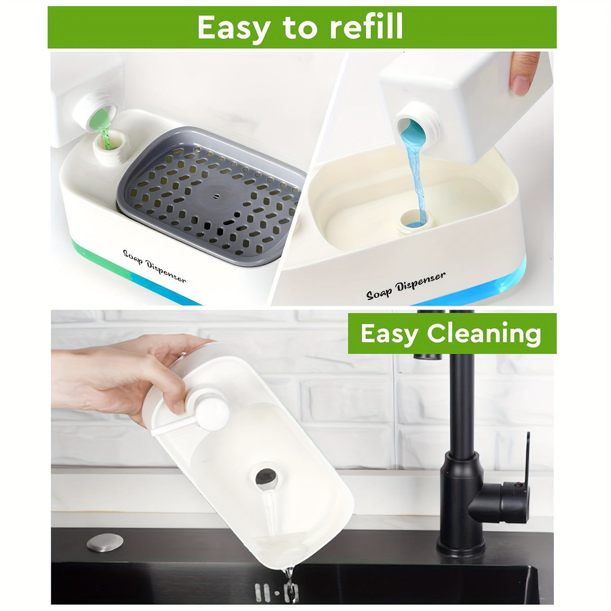 LatherLink 2-in-1 dispenser for liquid soap | Dispenser | Plastic | Functional Home Appliance