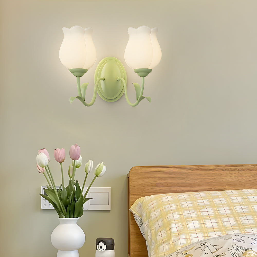 Light Floral Glass Three-Step Dimmable | Wall Lamp | glass/iron | 6W | 110V - 240V | Elegant Wall Illumination