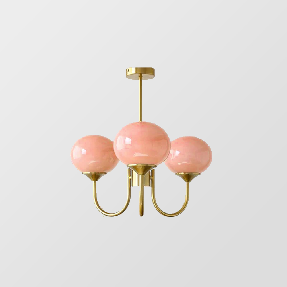 Bubble Pink Glass Marshmallow Chandelier | Ceiling Light | glass/metal | 110V-120V | Modern Ceiling Lighting