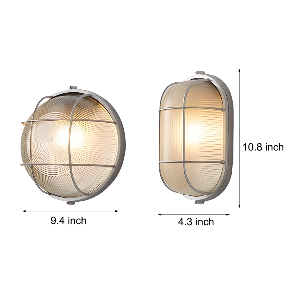 Light Retro Industrial Oval/Round Outdoor | Wall Lamp | Warm White | aluminum/glass | 110V | Elegant Wall Illumination