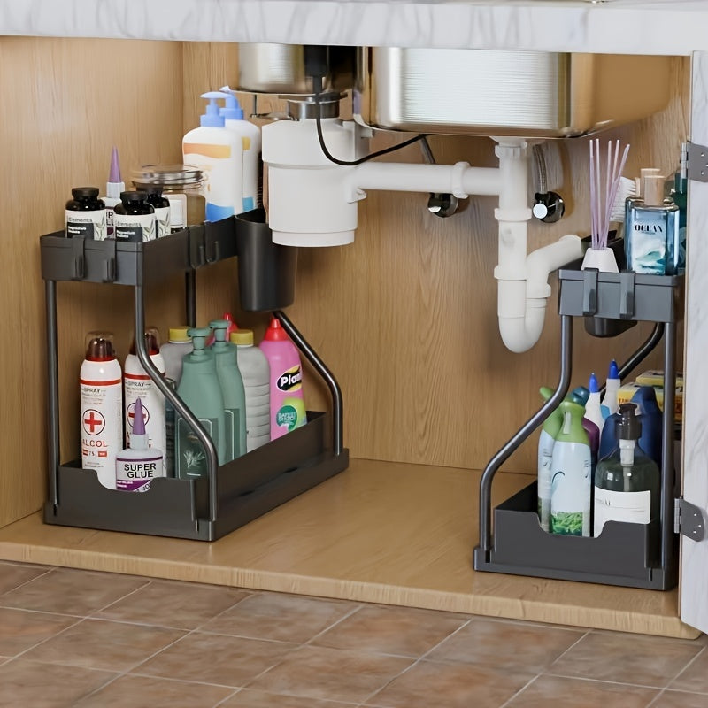 StorEdge | 2-tier Onder Gootsteen Organisator met Schuiflade - Multifunctioneel Opbergrek voor Keuken & Badkamer