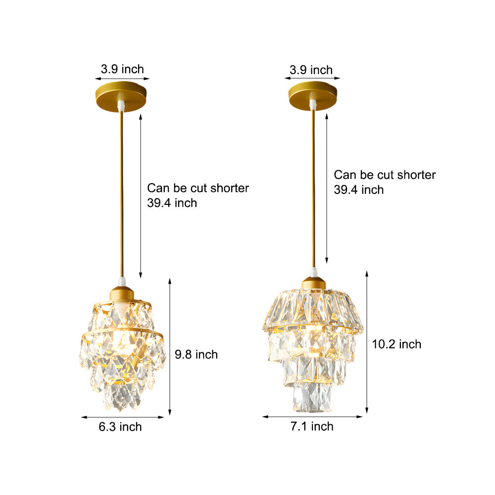 Crystal Hanging Lamp Gold/Black 1-Light | Ceiling Light | 110V | Modern Ceiling Lighting