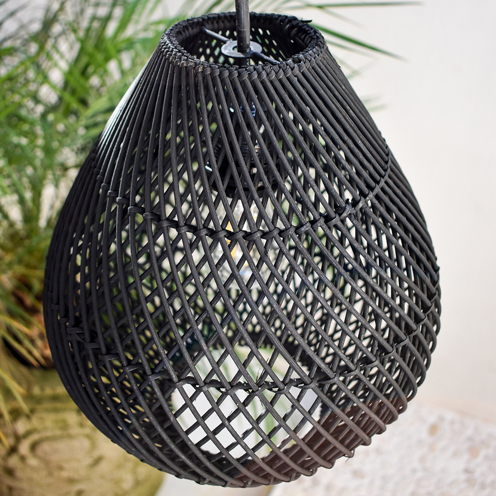 Boho Rattan Handwoven Black Hanging | Lighting | 40W | 110V-120V | Premium Lighting Solution