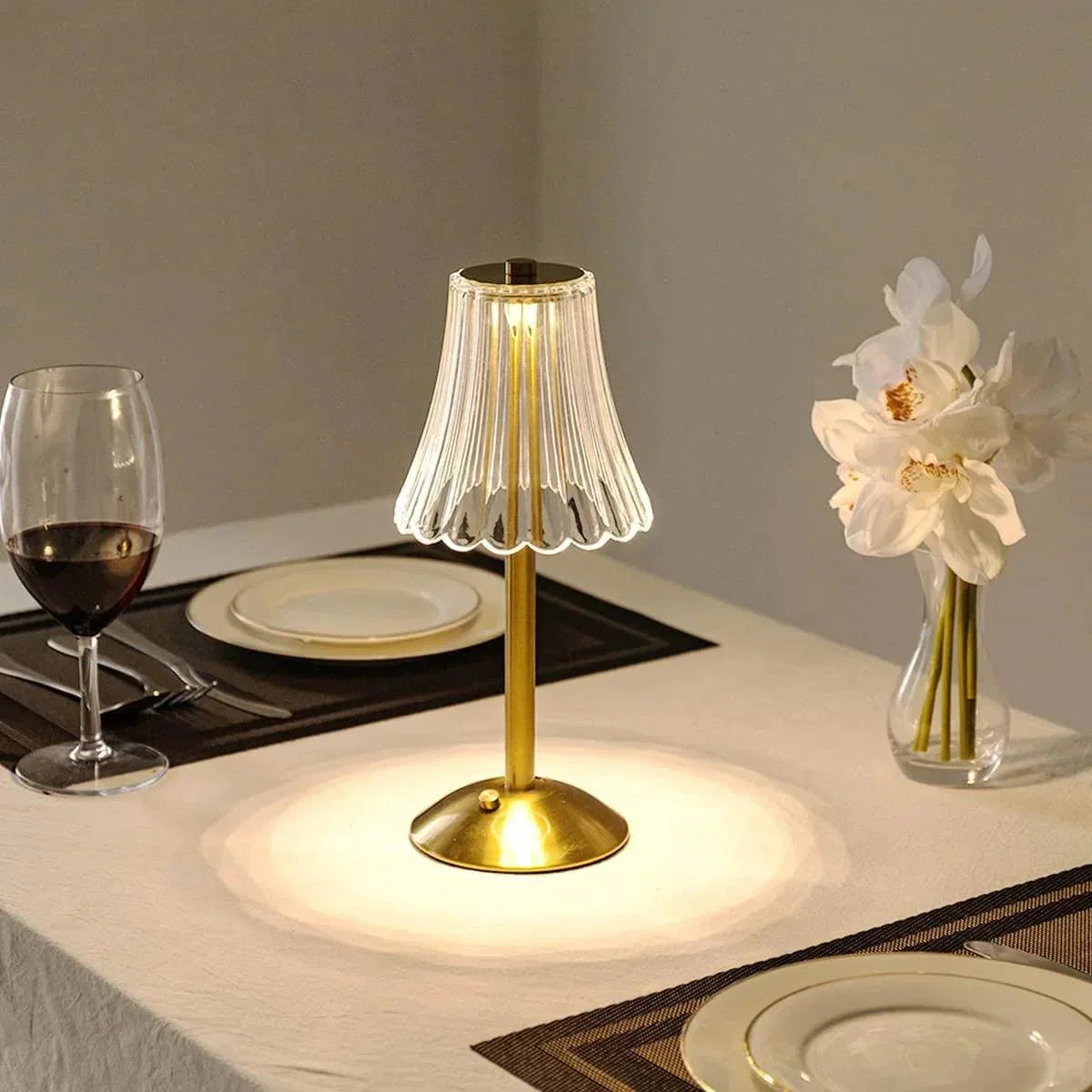 LumiFleur™ Unique Wireless Table Lamp | Table Lamp | LED | Warm White | crystal/Aluminum/acrylic/metal | Sleek Table Accent