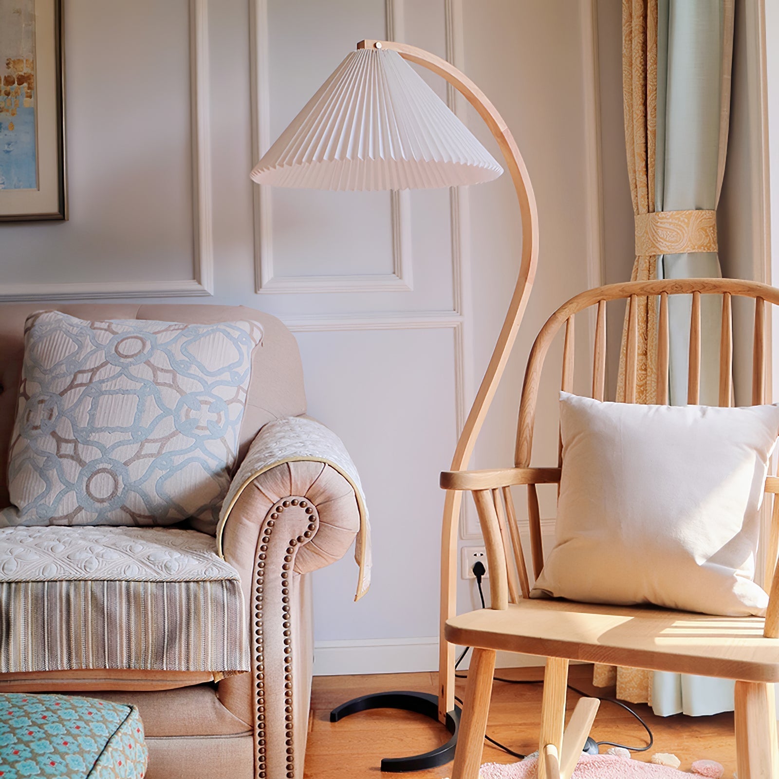 Caprani floor lamp | Floor Lamp | LED | linen/metal/wood | 240v | Stylish Floor Lighting