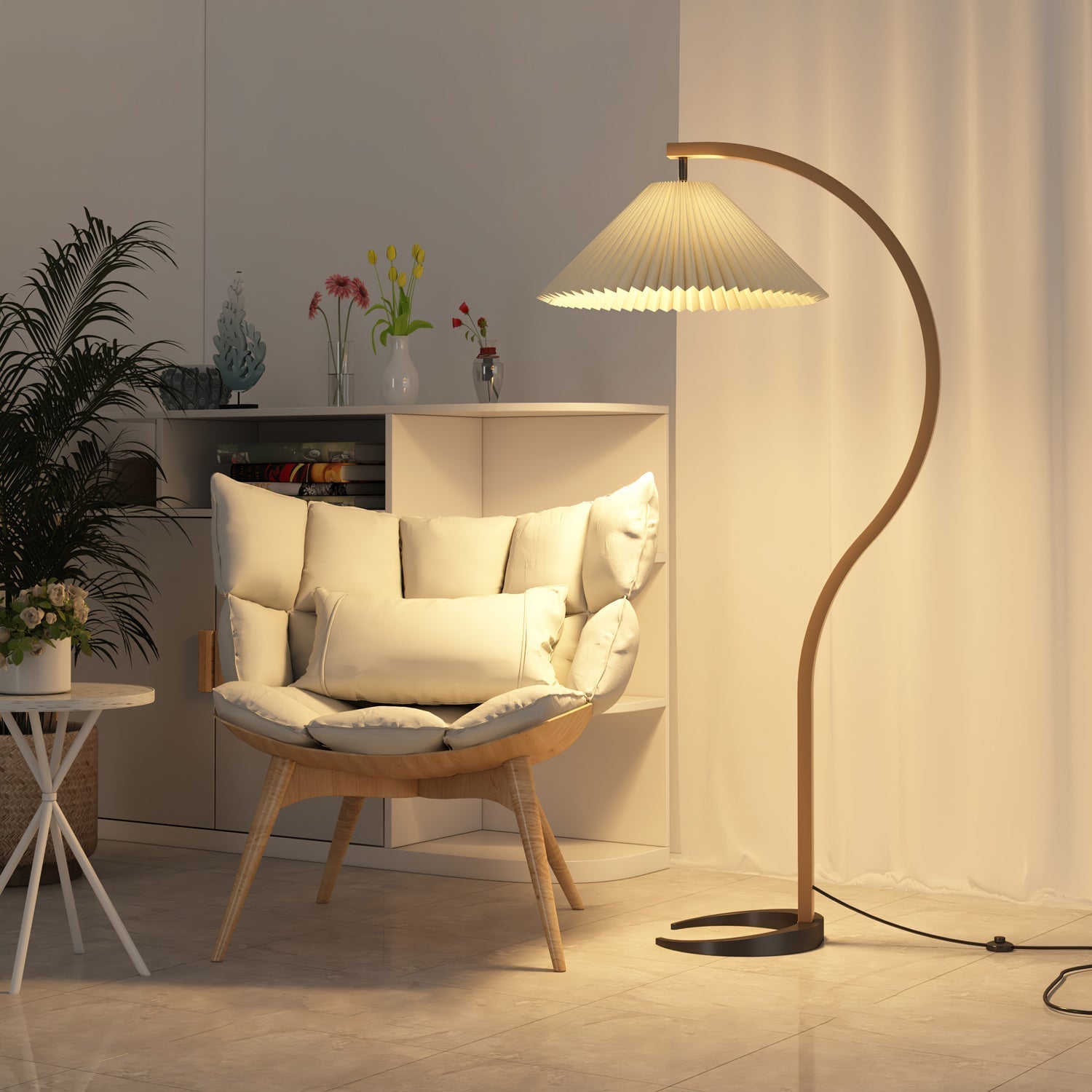 Caprani floor lamp | Floor Lamp | LED | linen/metal/wood | 240v | Stylish Floor Lighting