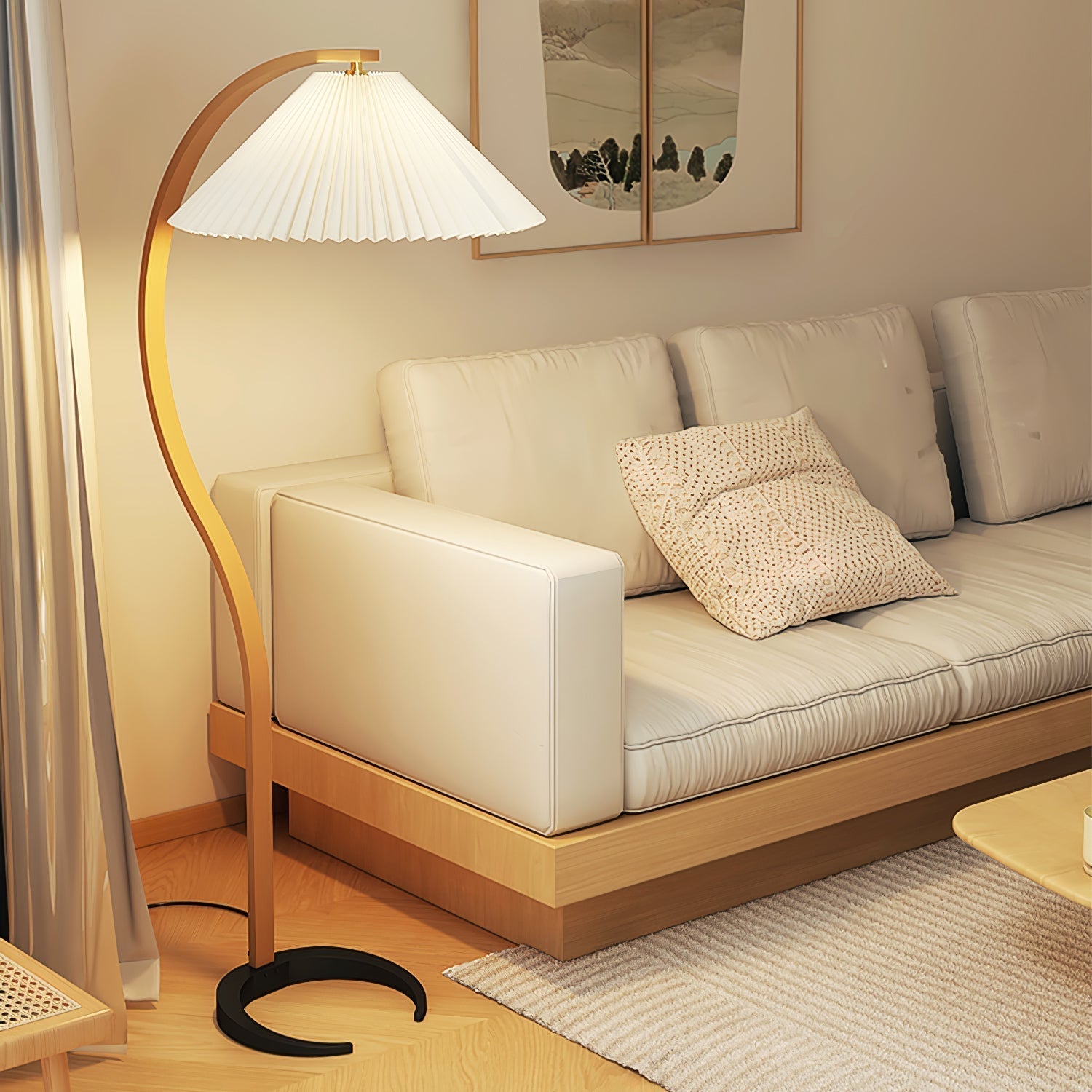 Caprani floor lamp | Floor Lamp | LED | linen/metal/wood | 240v | Stylish Floor Lighting
