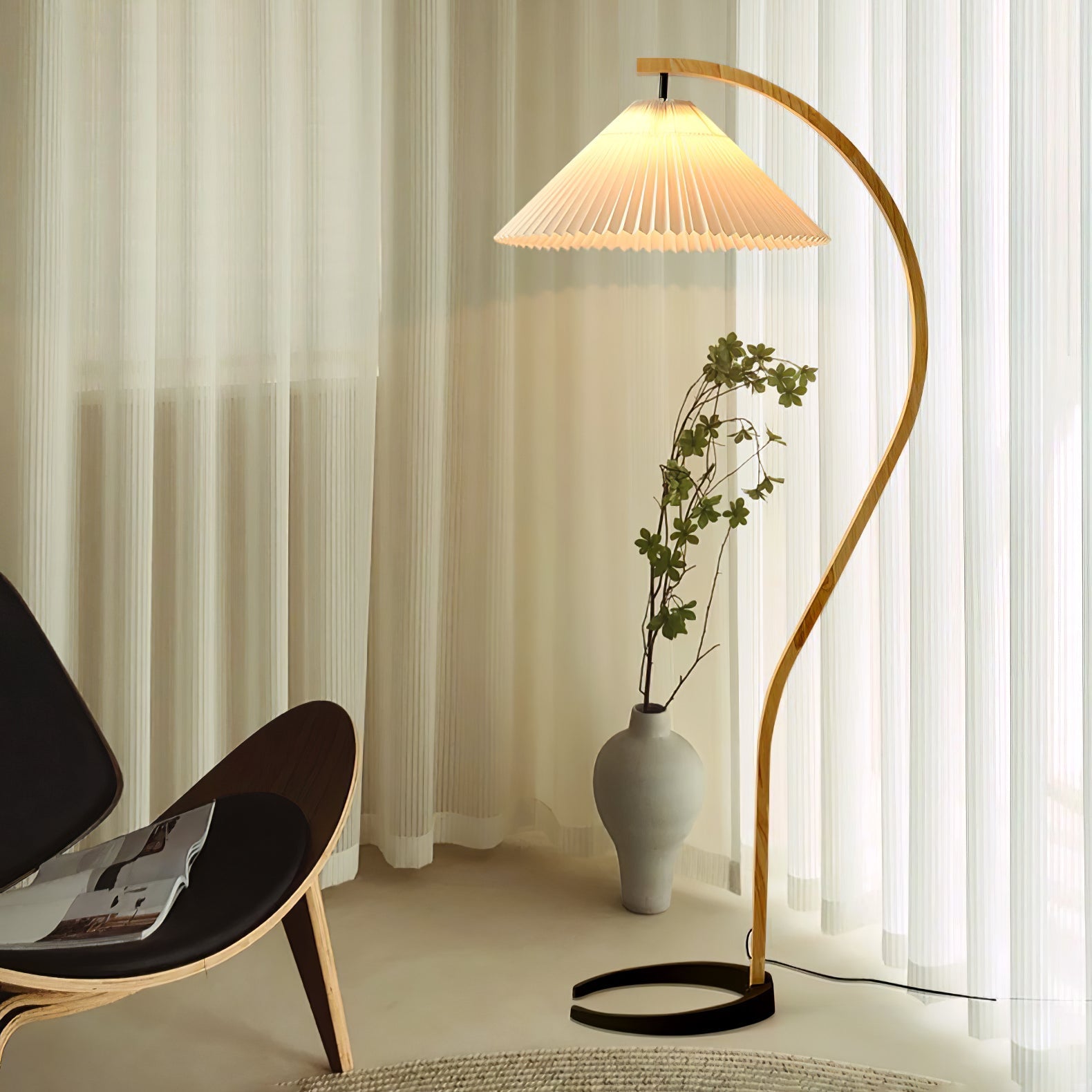 Caprani floor lamp | Floor Lamp | LED | linen/metal/wood | 240v | Stylish Floor Lighting