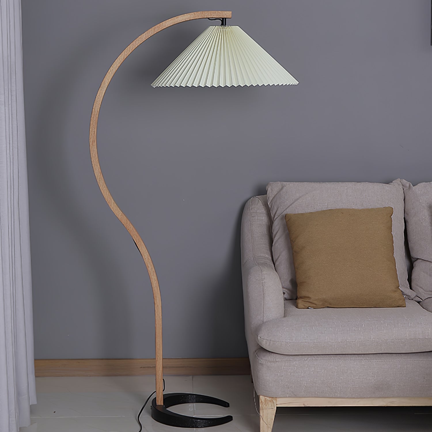 Caprani floor lamp | Floor Lamp | LED | linen/metal/wood | 240v | Stylish Floor Lighting
