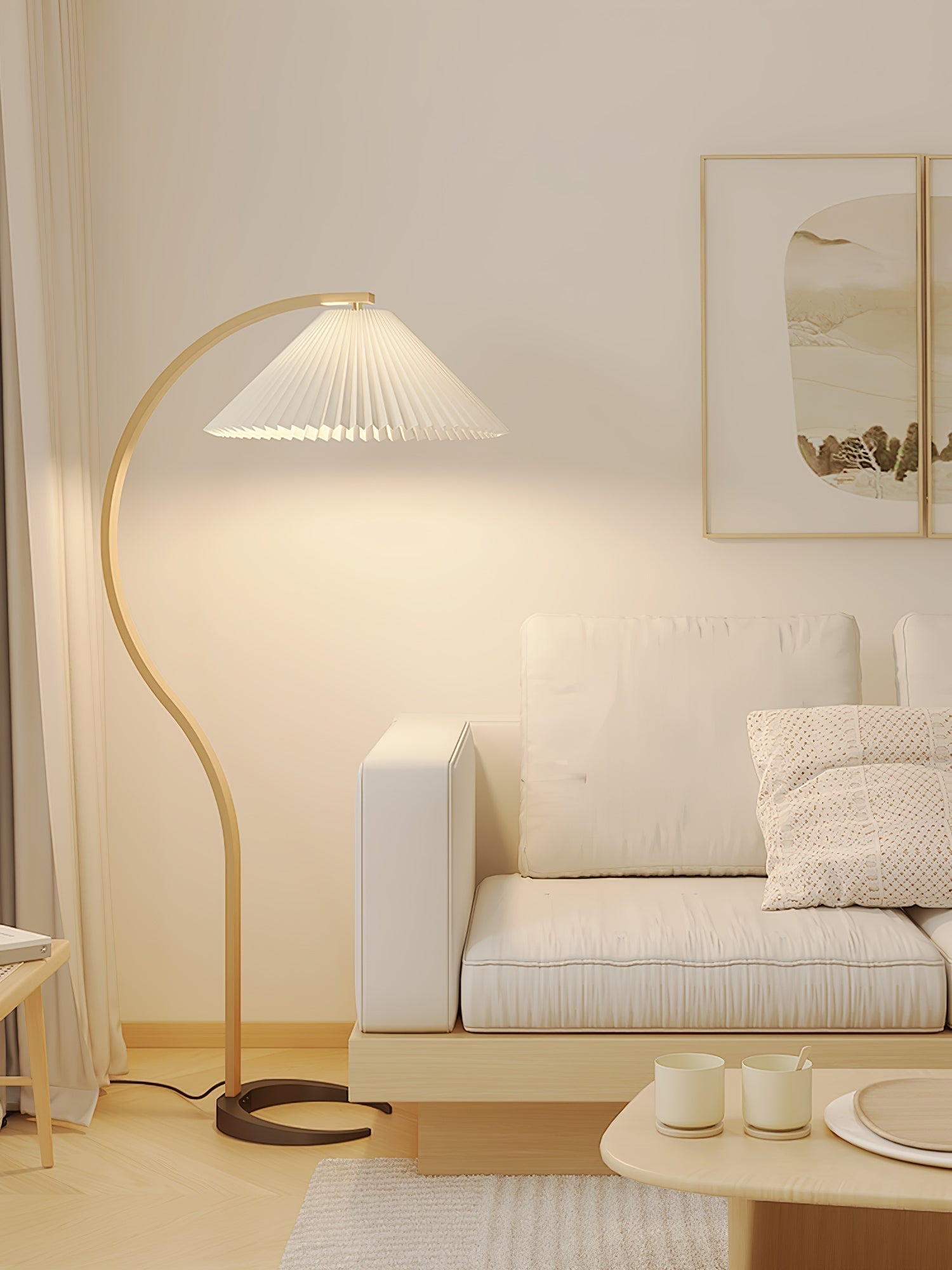 Caprani floor lamp | Floor Lamp | LED | linen/metal/wood | 240v | Stylish Floor Lighting