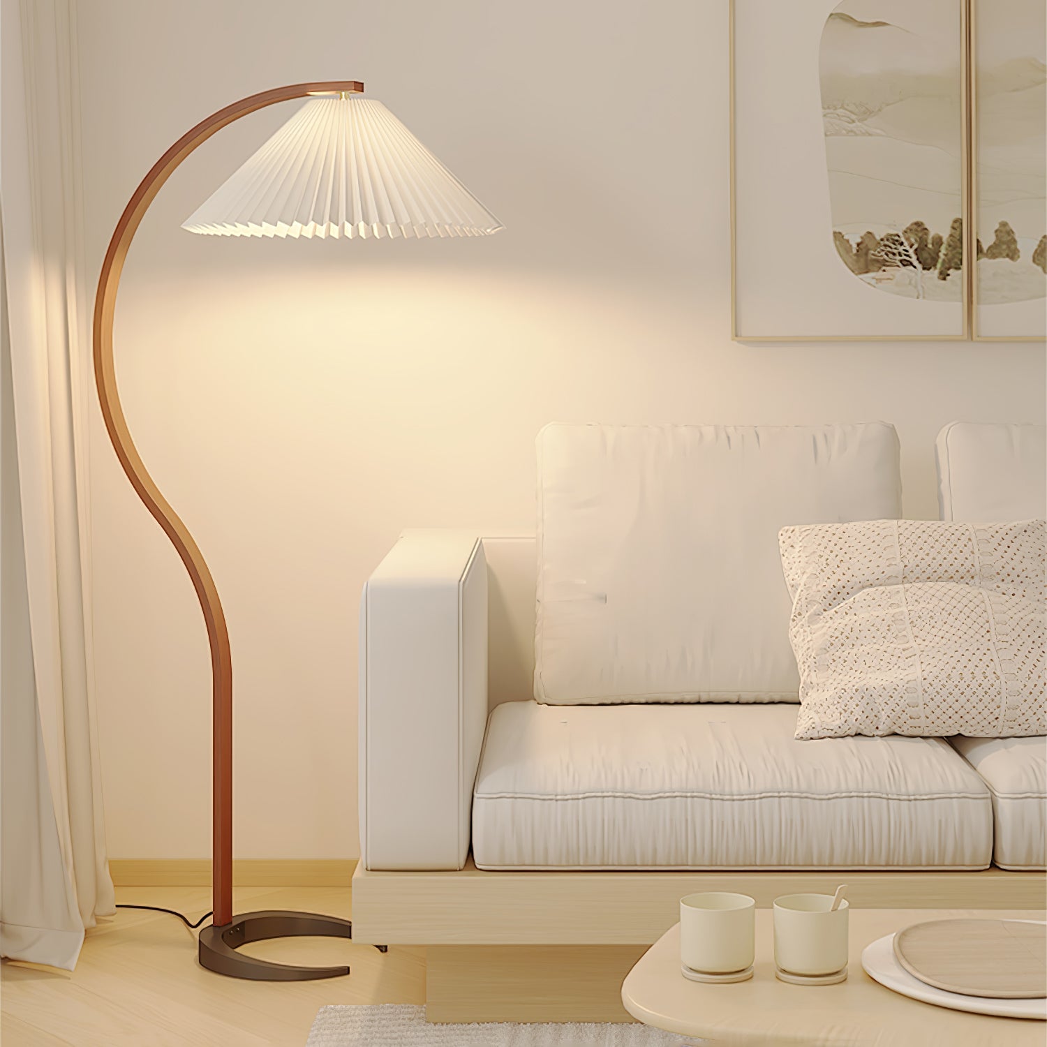 Caprani floor lamp | Floor Lamp | LED | linen/metal/wood | 240v | Stylish Floor Lighting