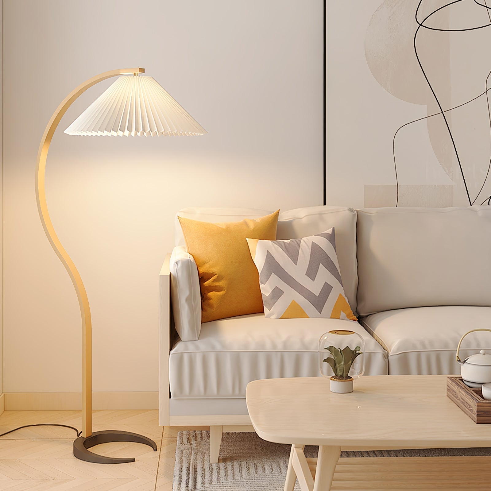 Caprani floor lamp | Floor Lamp | LED | linen/metal/wood | 240v | Stylish Floor Lighting