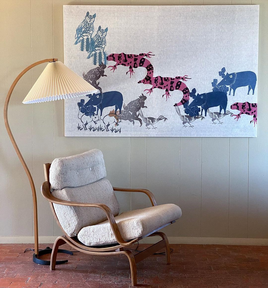 Caprani floor lamp | Floor Lamp | LED | linen/metal/wood | 240v | Stylish Floor Lighting