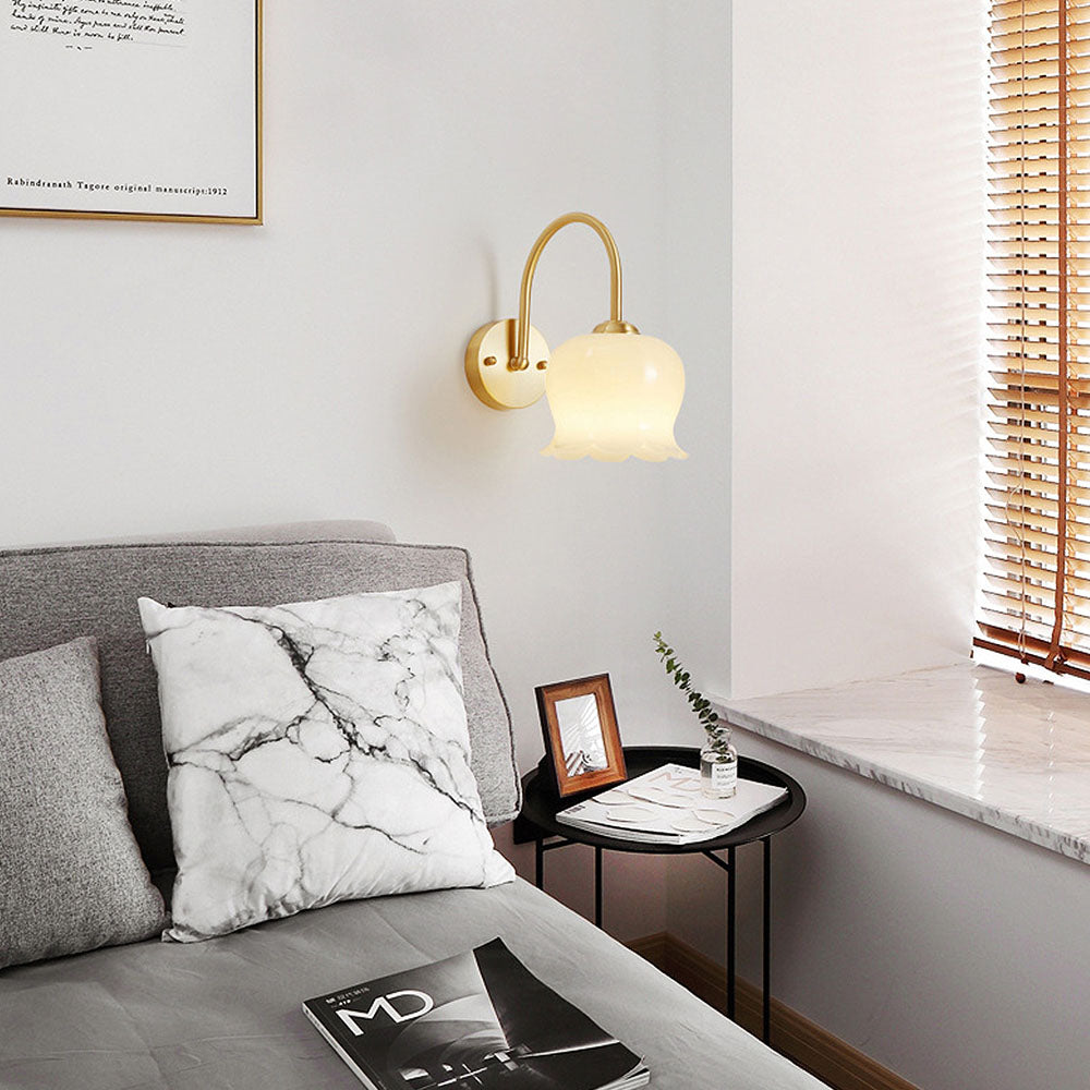 French Flower Shade Glass Wall | Wall Lamp | glass/iron | 110V - 120V | Elegant Wall Illumination