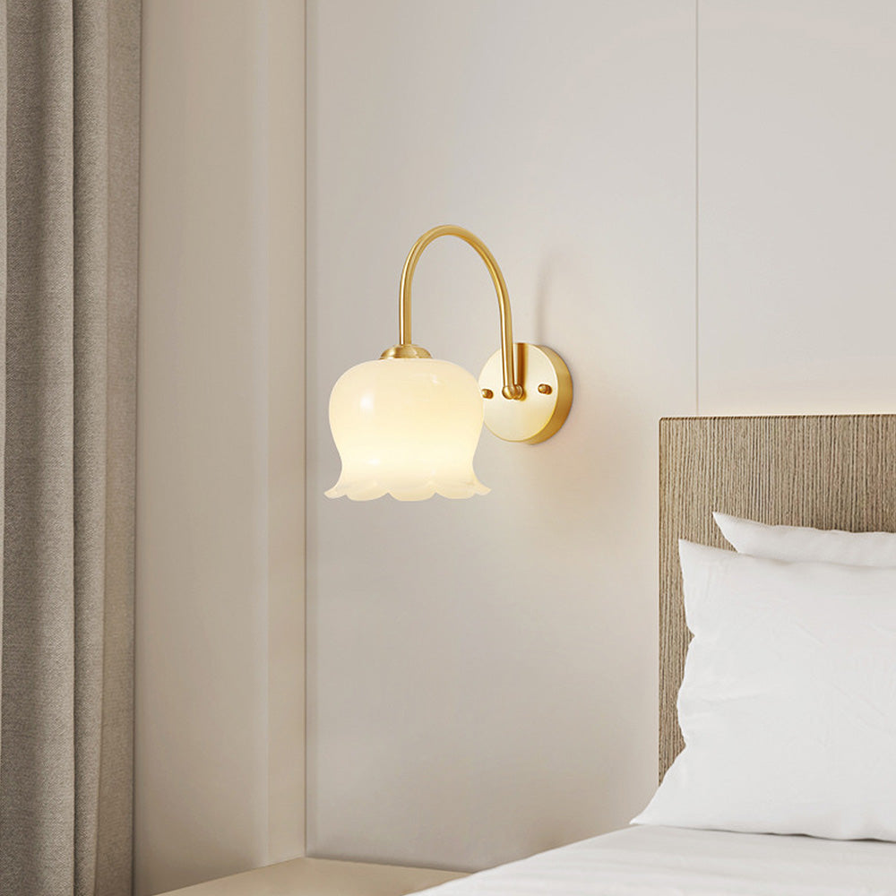 French Flower Shade Glass Wall | Wall Lamp | glass/iron | 110V - 120V | Elegant Wall Illumination