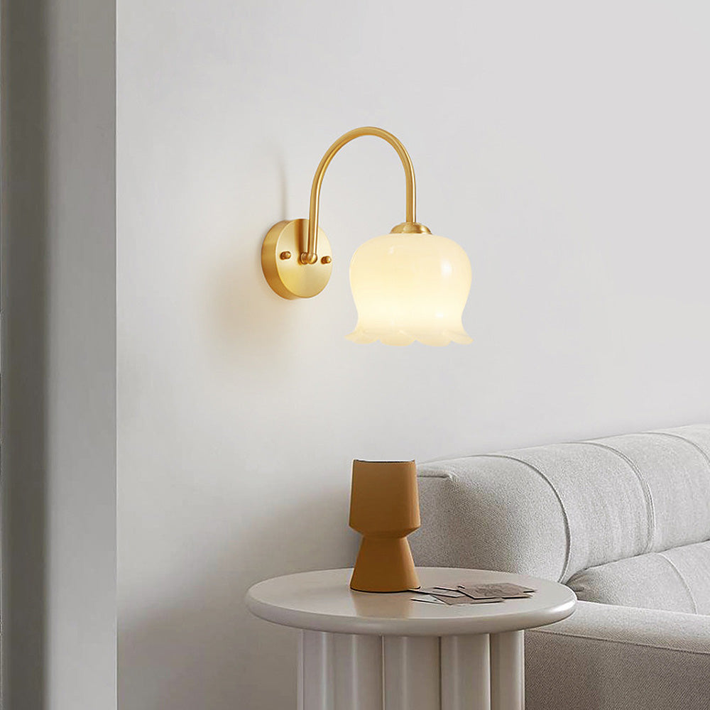 French Flower Shade Glass Wall | Wall Lamp | glass/iron | 110V - 120V | Elegant Wall Illumination