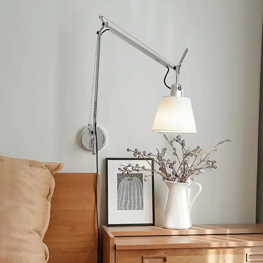 Modern Rotatable Silver Wall Lamp | Wall Lamp | Iron/Fabric | 110V-120V | Elegant Wall Illumination