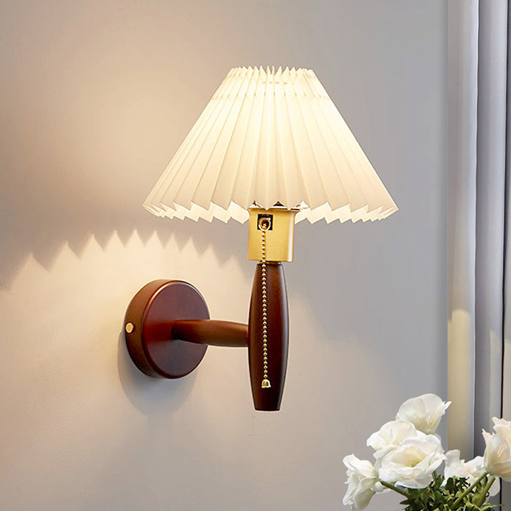 Classic Walnut Folding Shade Wall | Wall Lamp | wood | 110V - 120V | Elegant Wall Illumination