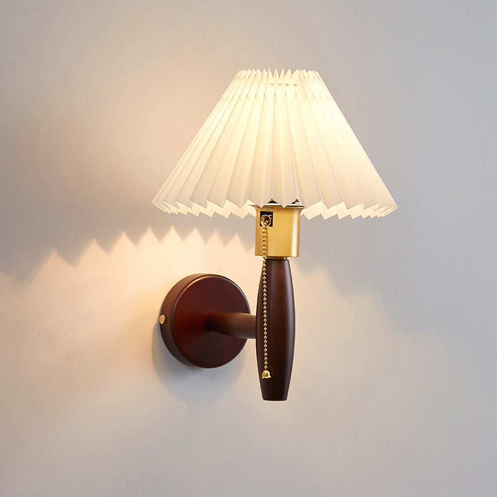 Classic Walnut Folding Shade Wall | Wall Lamp | wood | 110V - 120V | Elegant Wall Illumination