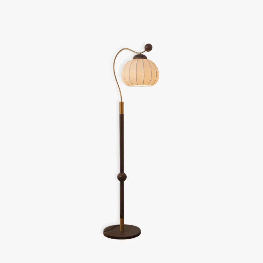 French Pumpkin Floor Lamp | Floor Lamp | aluminum/silk/wood | 240v | Stylish Floor Lighting
