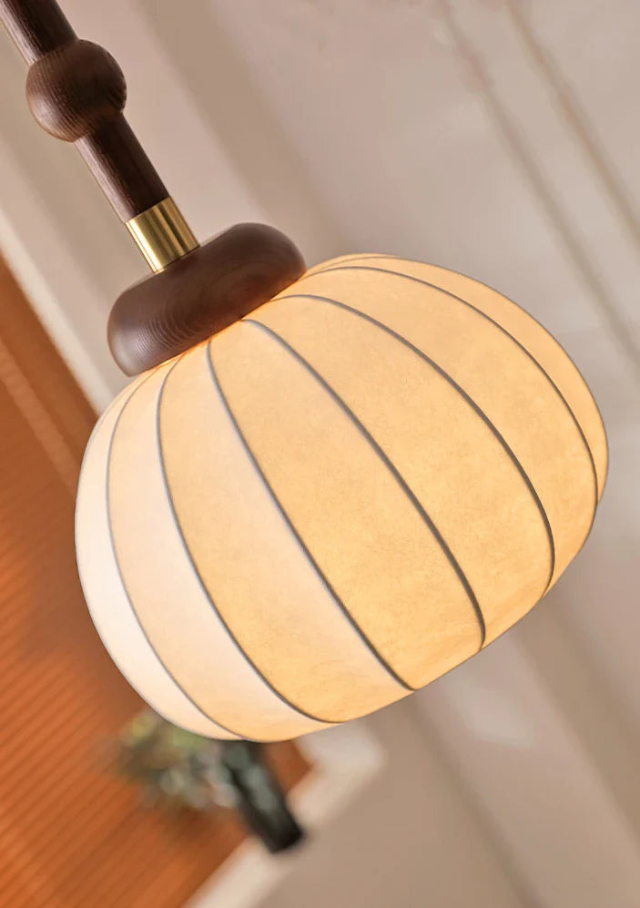 French Pumpkin Floor Lamp | Floor Lamp | aluminum/silk/wood | 240v | Stylish Floor Lighting