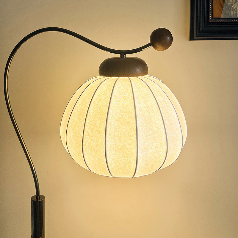 French Pumpkin Floor Lamp | Floor Lamp | aluminum/silk/wood | 240v | Stylish Floor Lighting