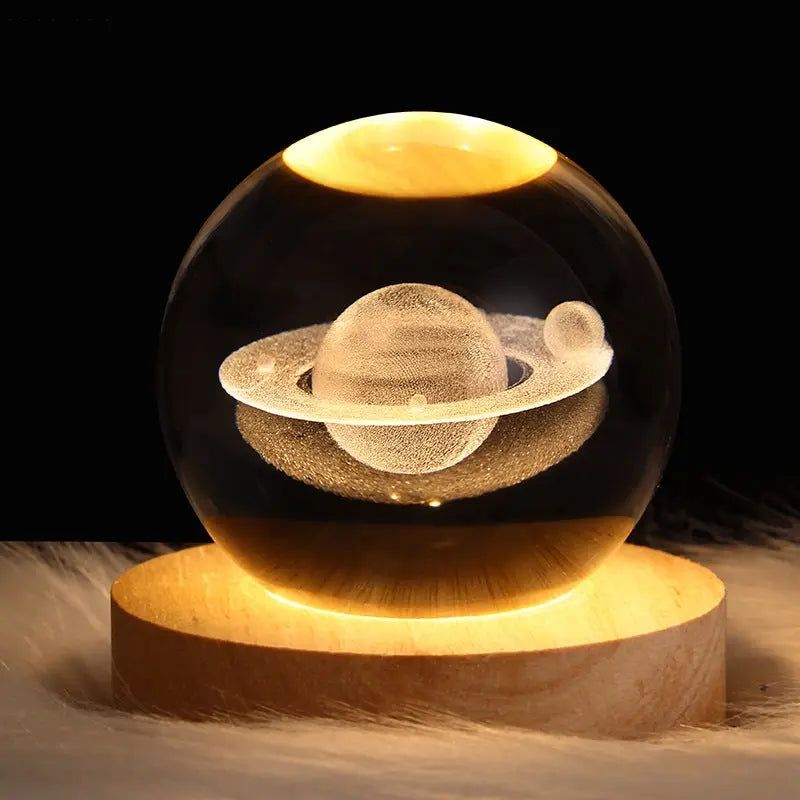 Galaxy Glow Crystal Lamp Table | Table Lamp | Crystal/Wood | Sleek Table Accent