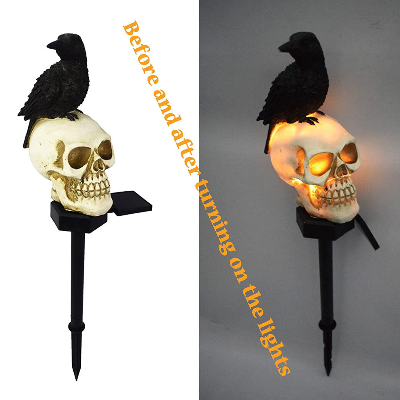 Halloween Solar Skull Crow Lights | Lighting | resin | 2v | Premium Lighting Solution