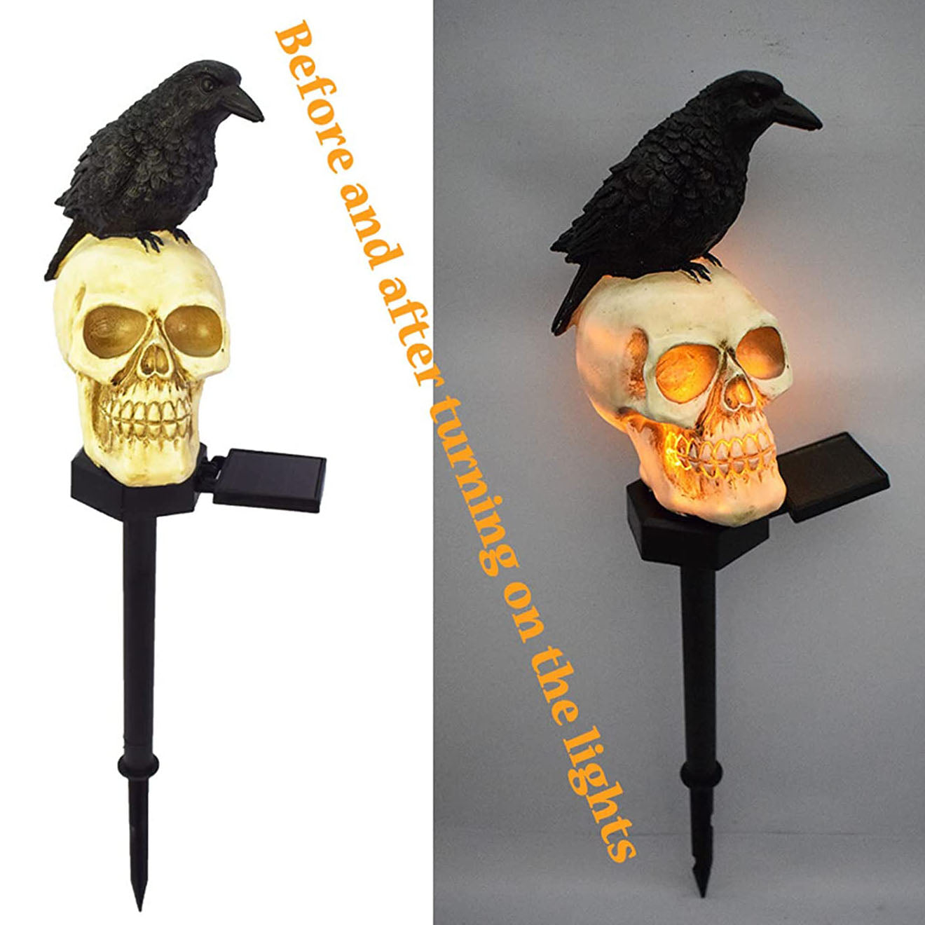 Halloween Solar Skull Crow Lights | Lighting | resin | 2v | Premium Lighting Solution