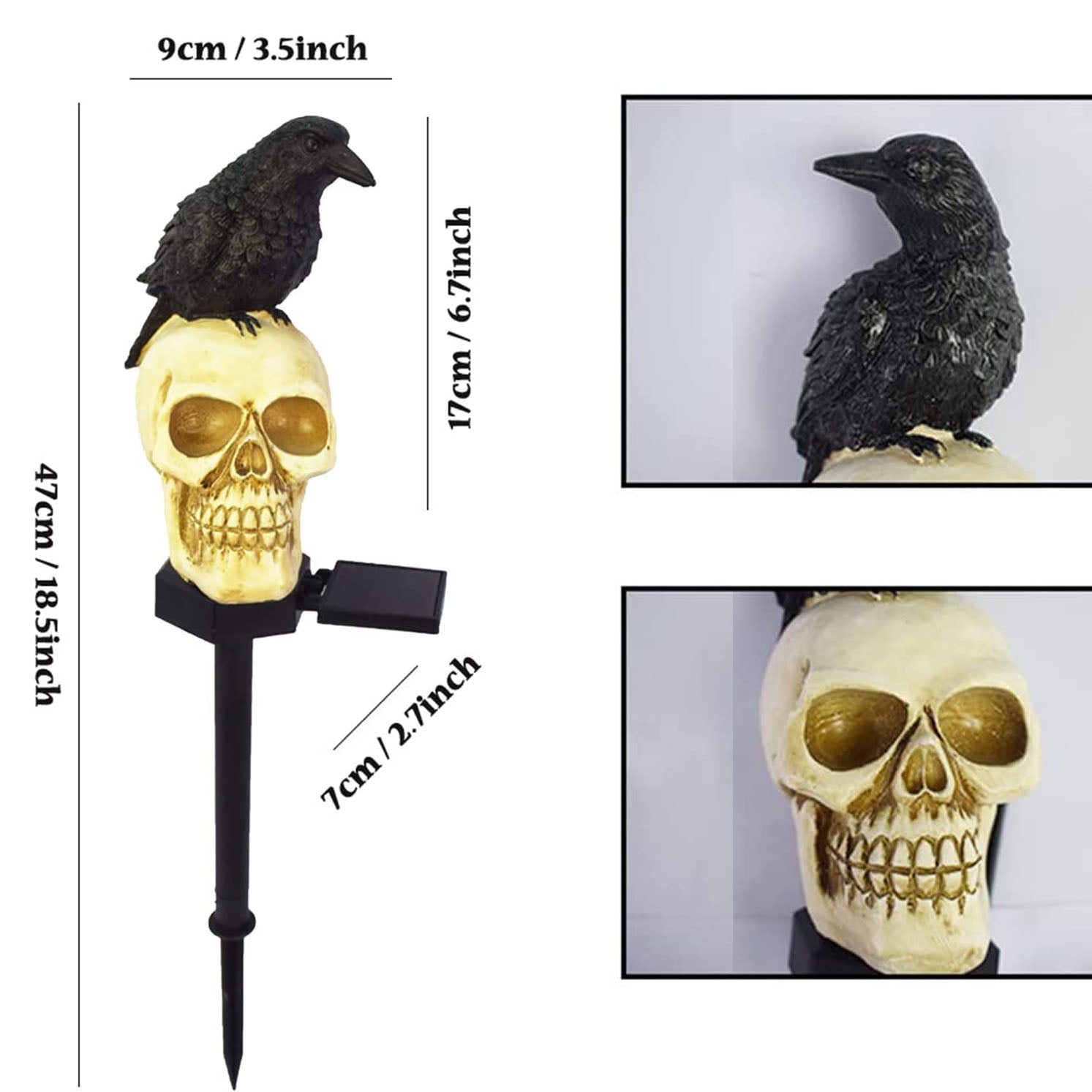 Halloween Solar Skull Crow Lights | Lighting | resin | 2v | Premium Lighting Solution