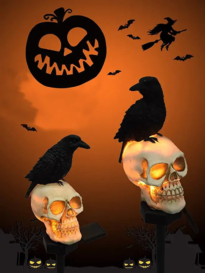 Halloween Solar Skull Crow Lights | Lighting | resin | 2v | Premium Lighting Solution