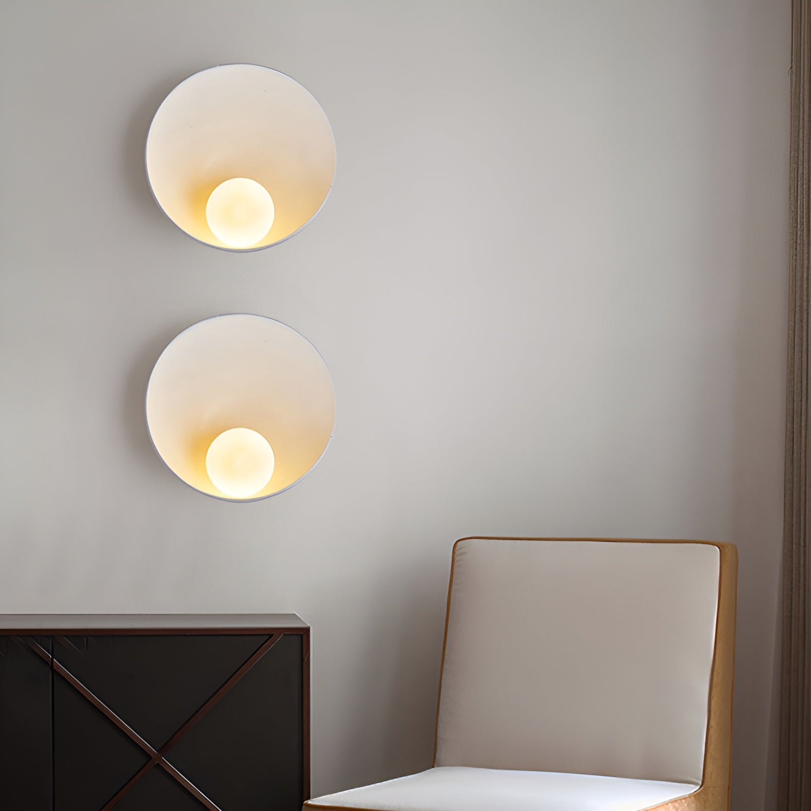 White Pearl Lamp White Wall | Wall Lamp | glass/iron/wood | 20V | Elegant Wall Illumination
