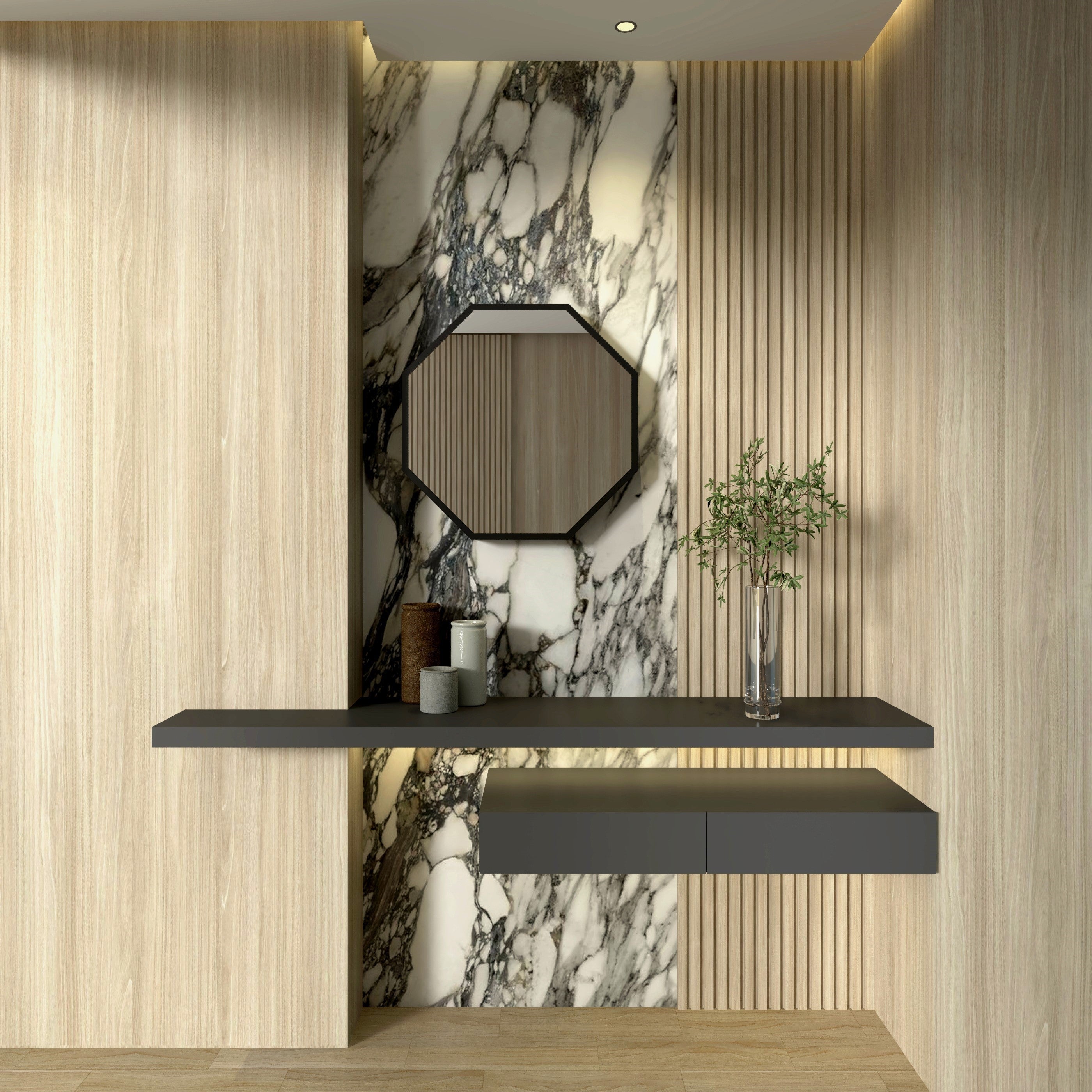 Octagon Infinity Mirror Wall Lamp | Wall Lamp | Led | glass/iron | 40W | Elegant Wall Illumination