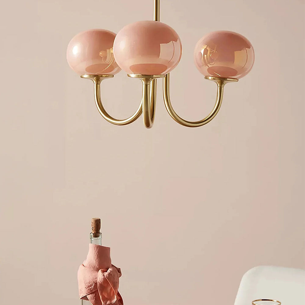 Bubble Pink Glass Marshmallow Chandelier | Ceiling Light | glass/metal | 110V-120V | Modern Ceiling Lighting