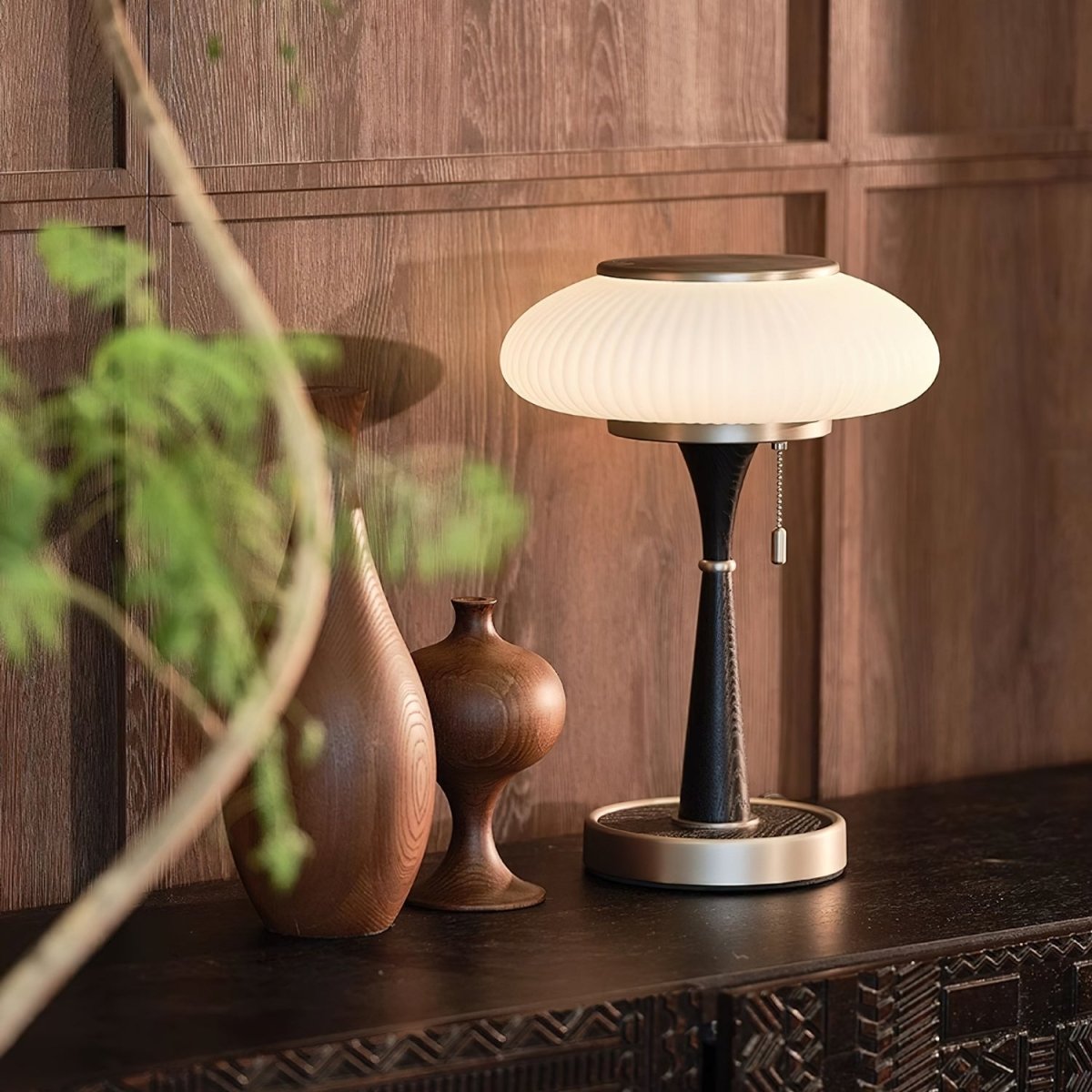 Lumique Matsushroom Table Lamp Modern | Table Lamp | LED | glass/wood/metal | Sleek Table Accent